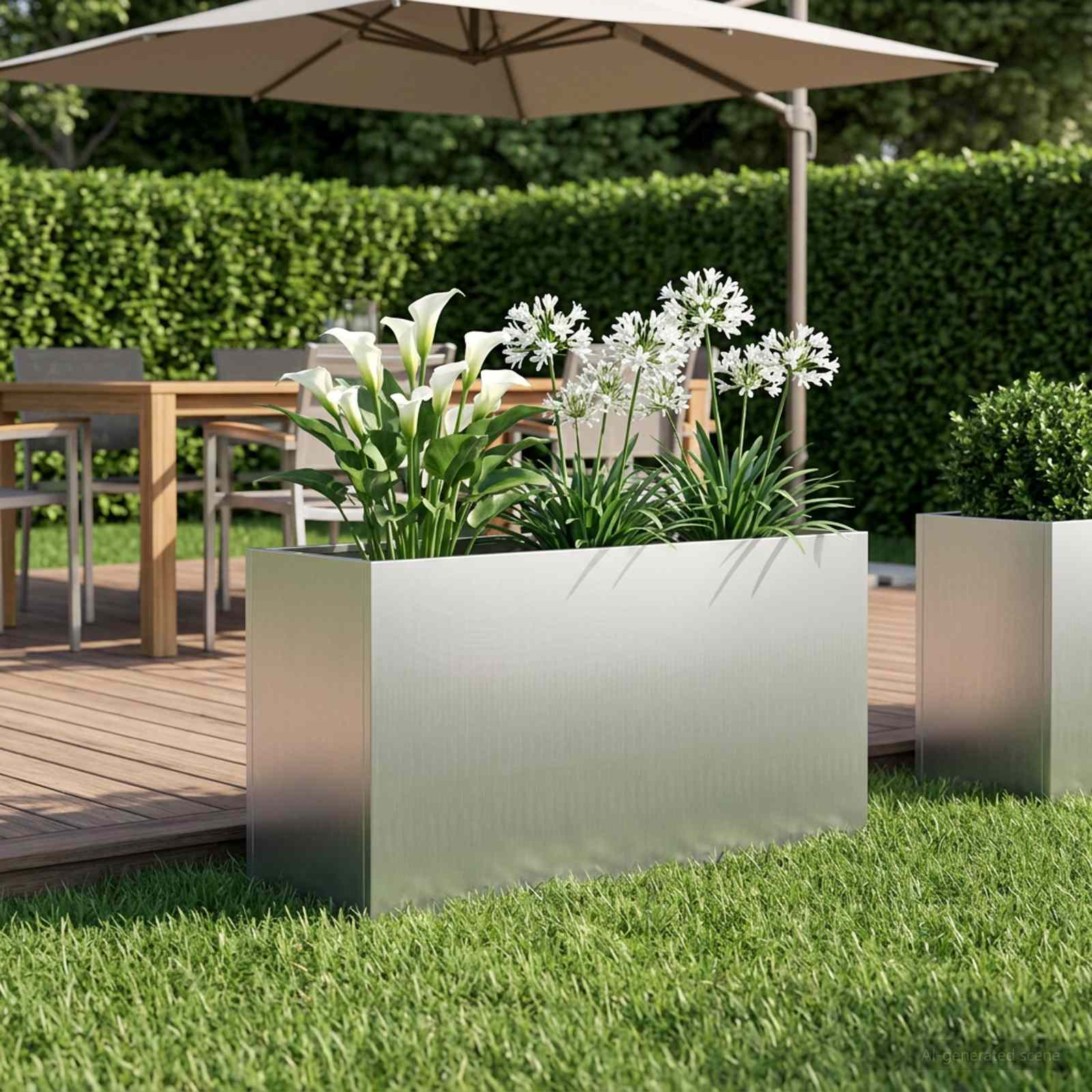 Γλάστρα Κήπου Ασημί 100 x 30 x 50 cm Γαλβανισμένος Χάλυβας