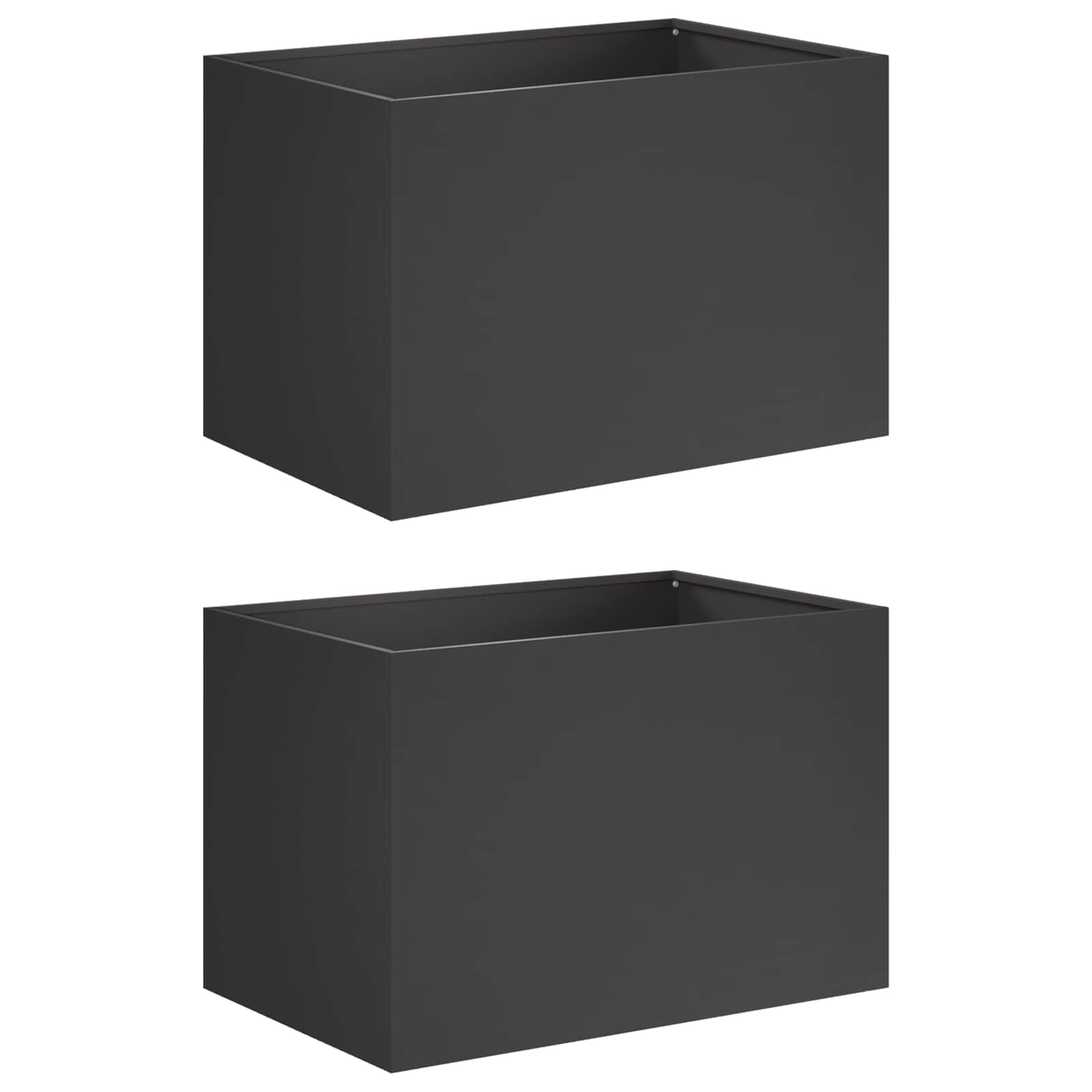 Γλάστρα Κήπου 2 τμχ. Μαύρο 60 x 40 x 40 εκ. - Pakobazaar