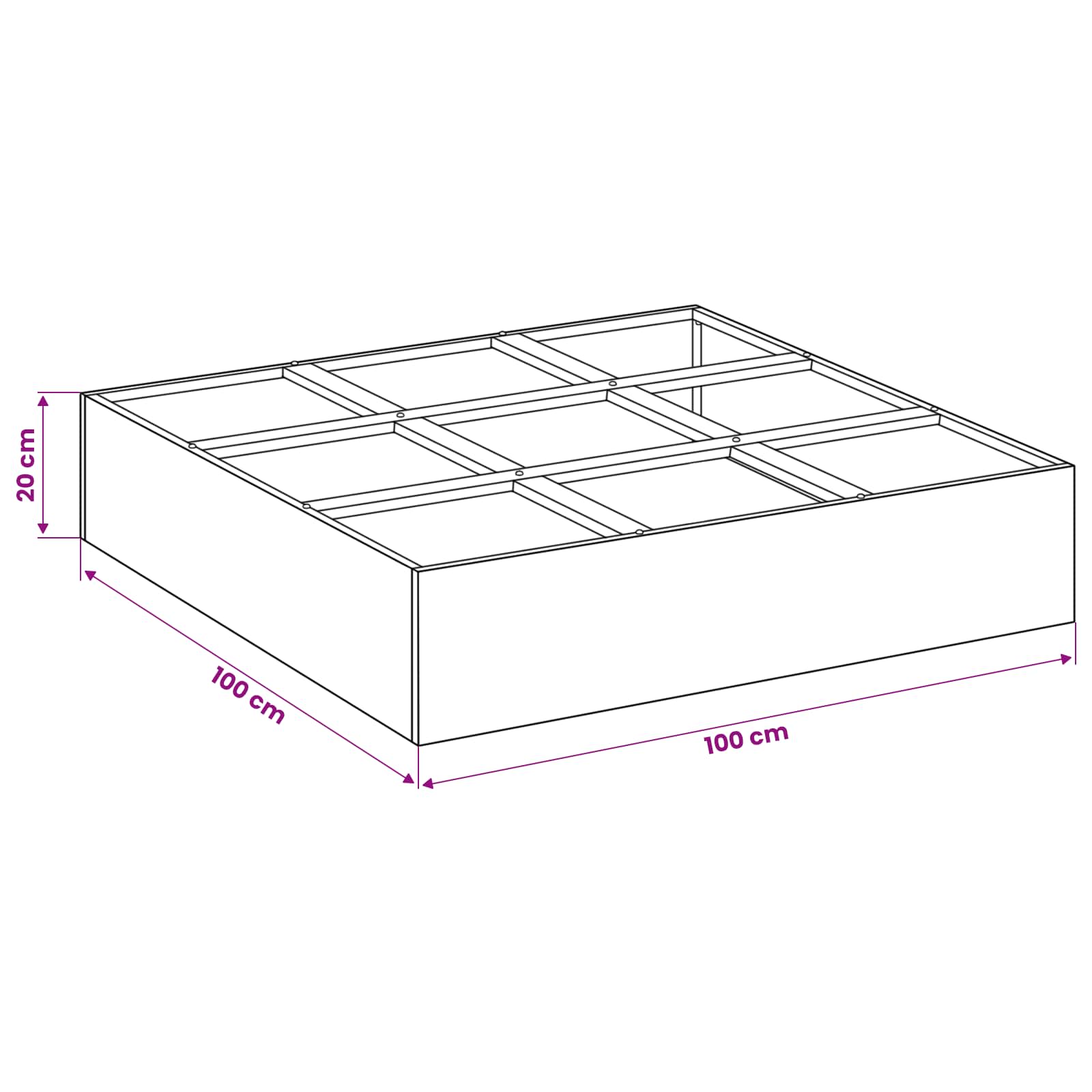 Γλάστρα Κήπου Λαδί 100 x 100 x 20 cm Ψυχρής έλασης χάλυβας