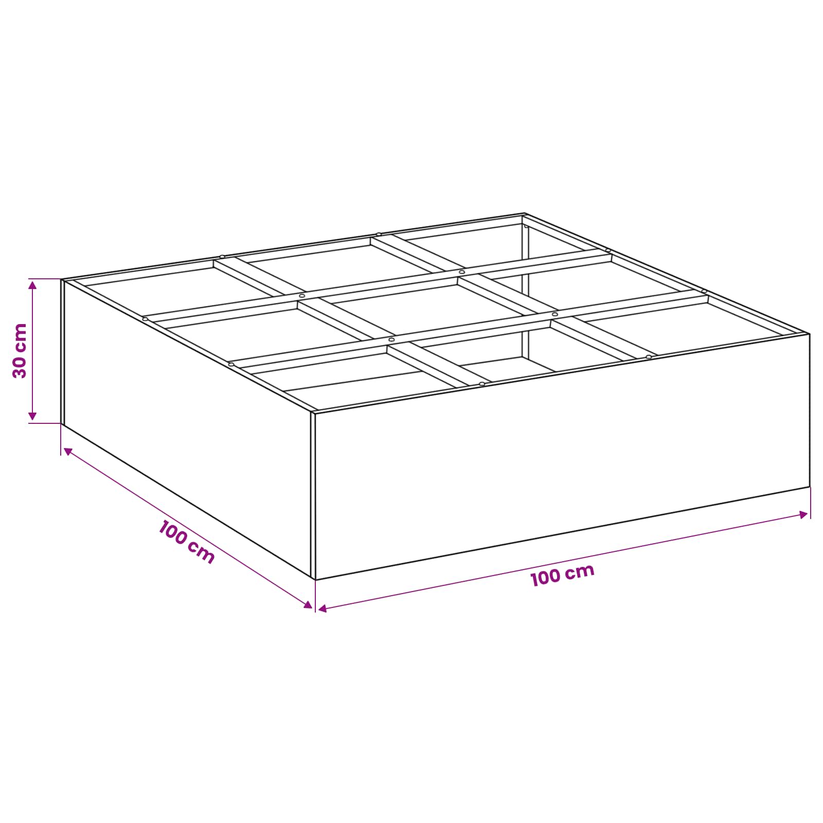 Γλάστρα Κήπου Λαδί 100 x 100 x 30 cm Ψυχρής έλασης χάλυβας