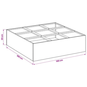 Γλάστρα Κήπου Λαδί 100 x 100 x 30 cm Ψυχρής έλασης χάλυβας