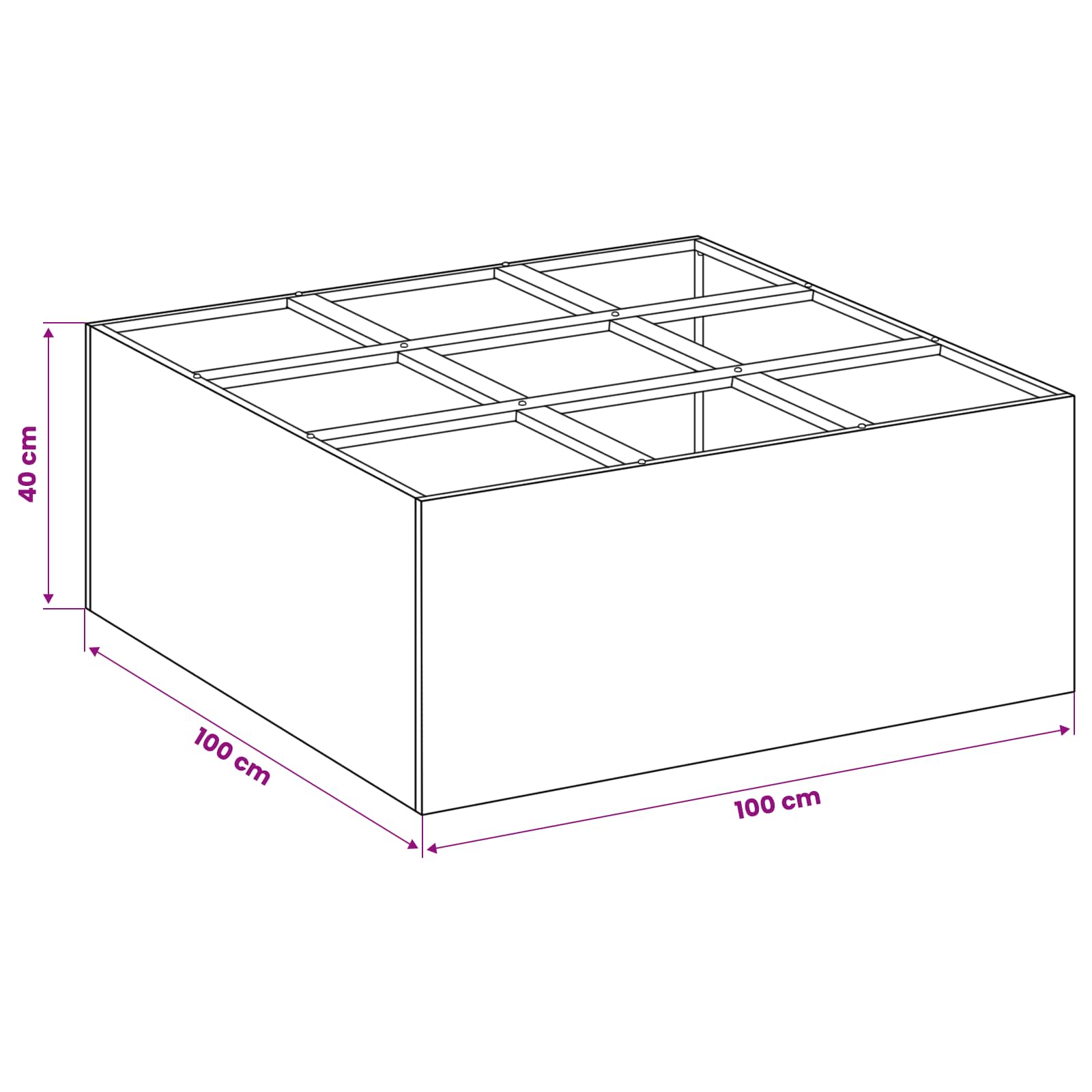 Γλάστρα Κήπου Λαδί 100 x 100 x 40 cm Ψυχρής έλασης χάλυβας