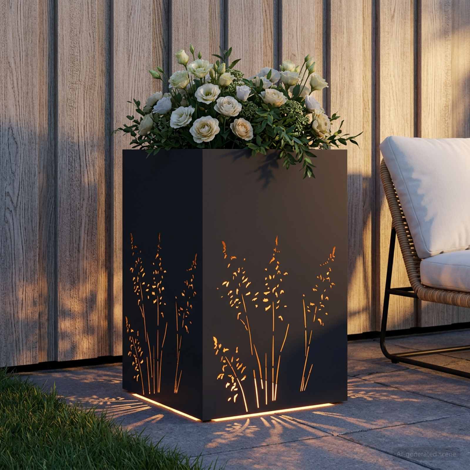 Γλάστρα Κήπου Μαύρο 50 x 50 x 75 cm Ψυχρής έλασης χάλυβας