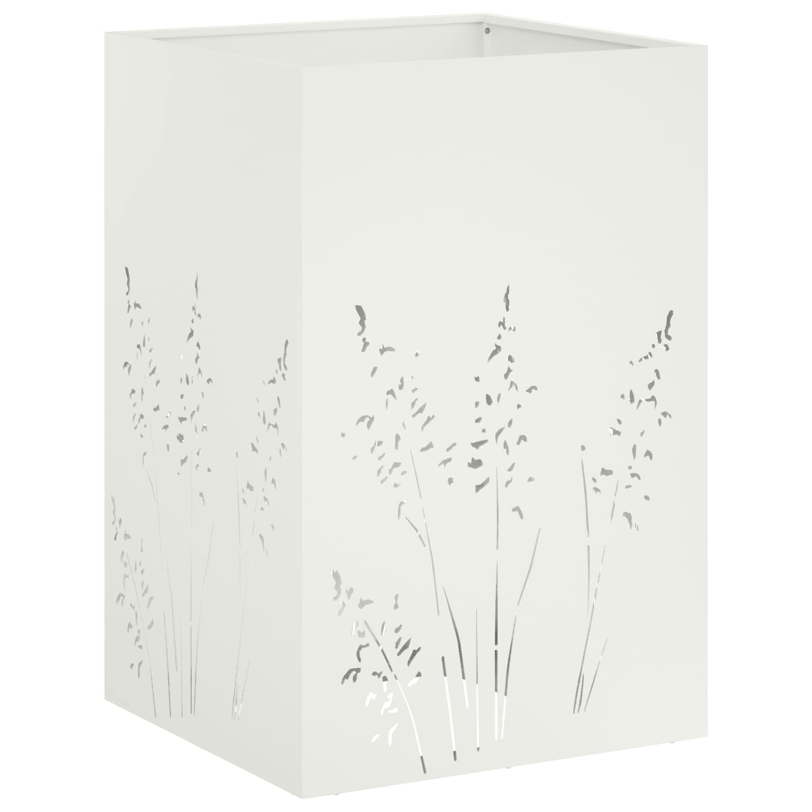 Γλάστρα Κήπου Λευκό 50 x 50 x 75 cm Ψυχρής έλασης χάλυβας