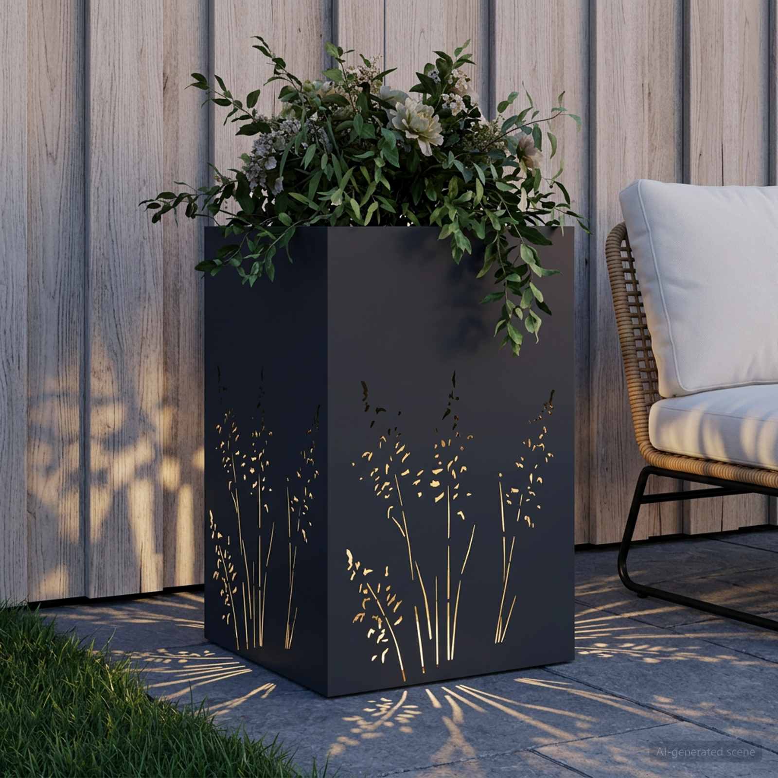 Γλάστρα Κήπου Ανθρακί 50 x 50 x 75 cm Ψυχρής έλασης χάλυβας
