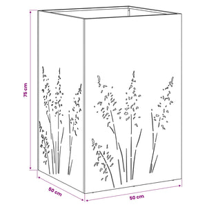 Γλάστρα Κήπου Ανθρακί 50 x 50 x 75 cm Ψυχρής έλασης χάλυβας