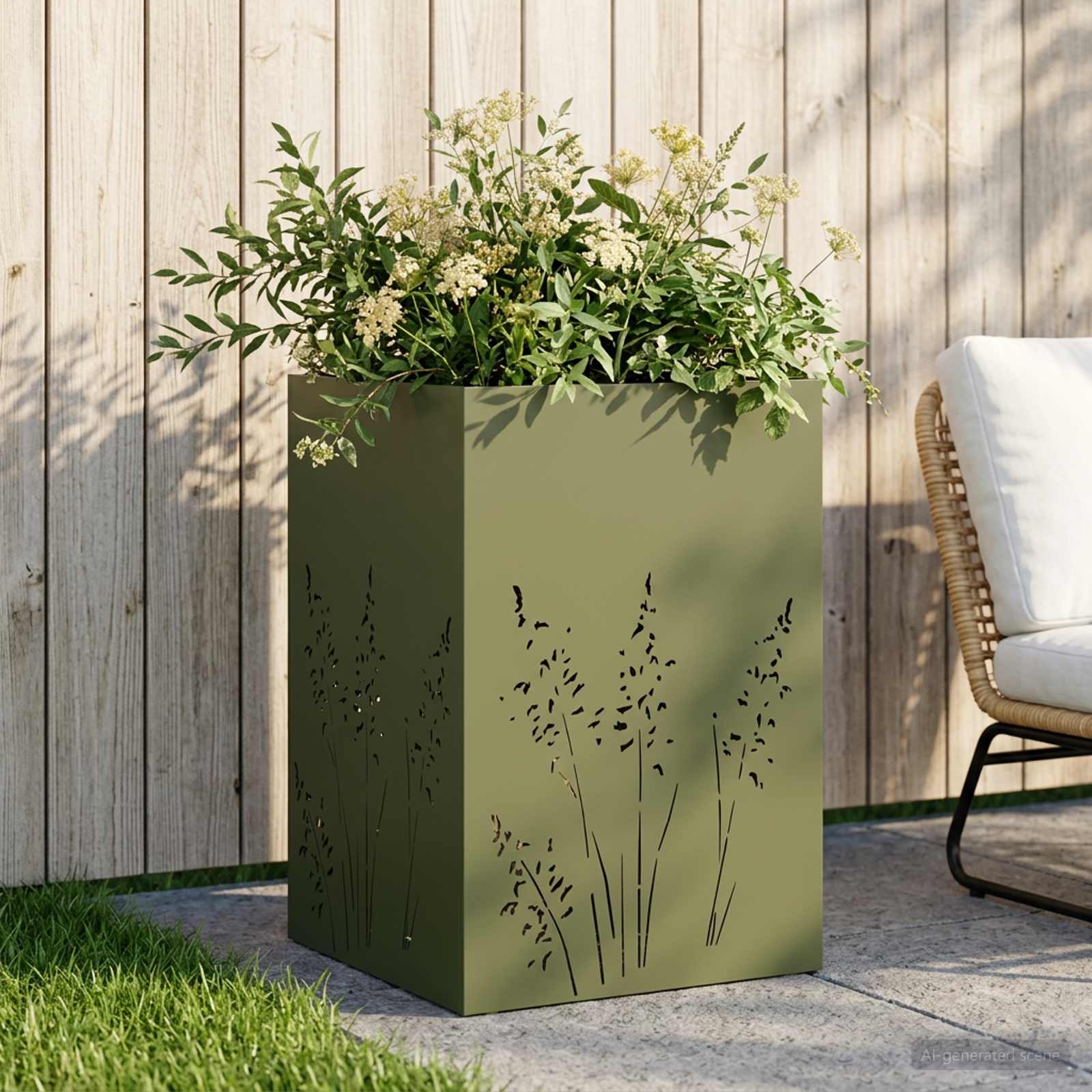 Γλάστρα Κήπου Λαδί 50 x 50 x 75 cm Ψυχρής έλασης χάλυβας