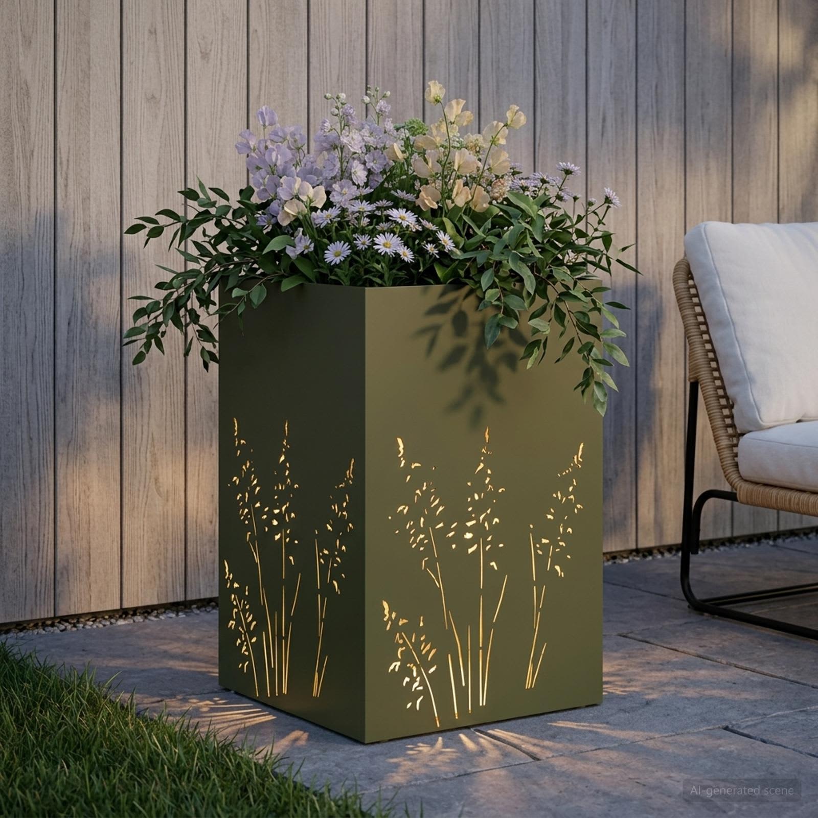 Γλάστρα Κήπου Λαδί 50 x 50 x 75 cm Ψυχρής έλασης χάλυβας