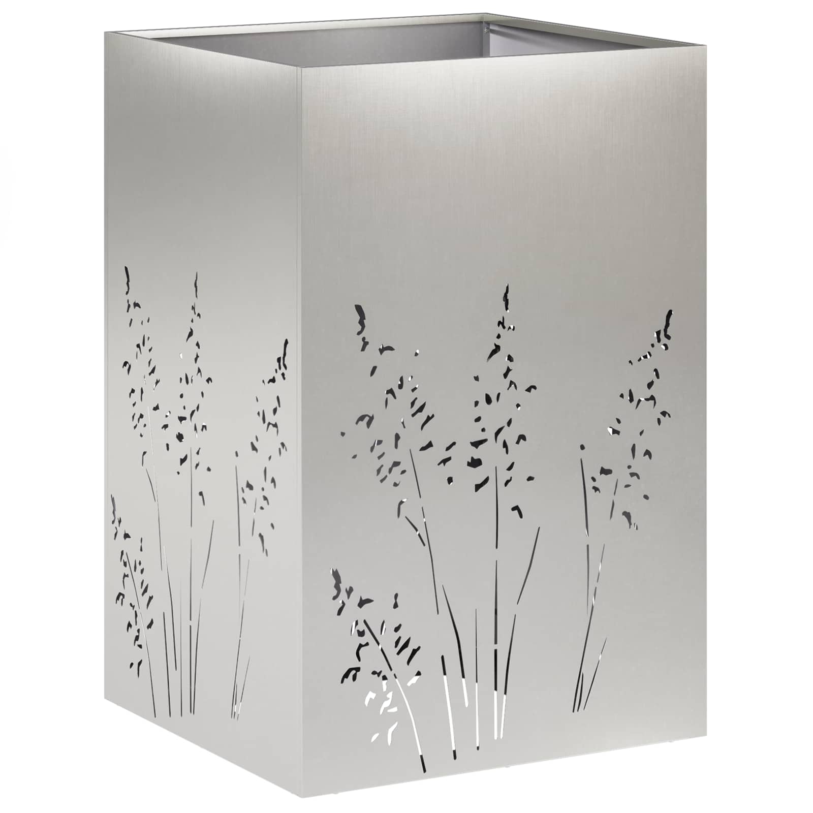 Γλάστρα Κήπου Ασημί 50 x 50 x 75 cm Ανοξείδωτο Ατσάλι