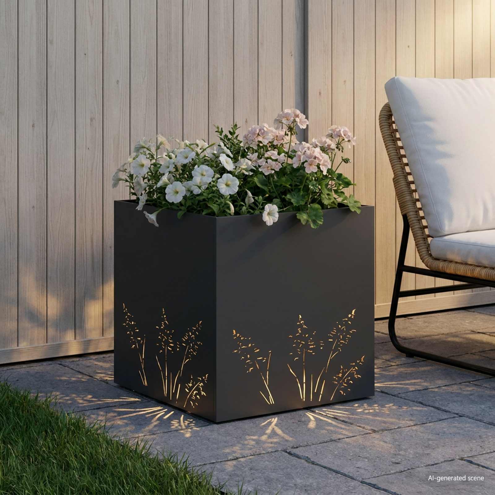 Γλάστρα Κήπου Μαύρο 50 x 50 x 49 cm Ψυχρής έλασης χάλυβας - Pakobazaar