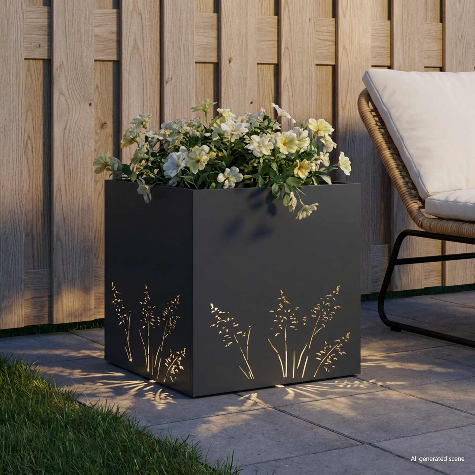 Γλάστρα Κήπου Ανθρακί 50 x 50 x 49 cm Ψυχρής έλασης χάλυβας