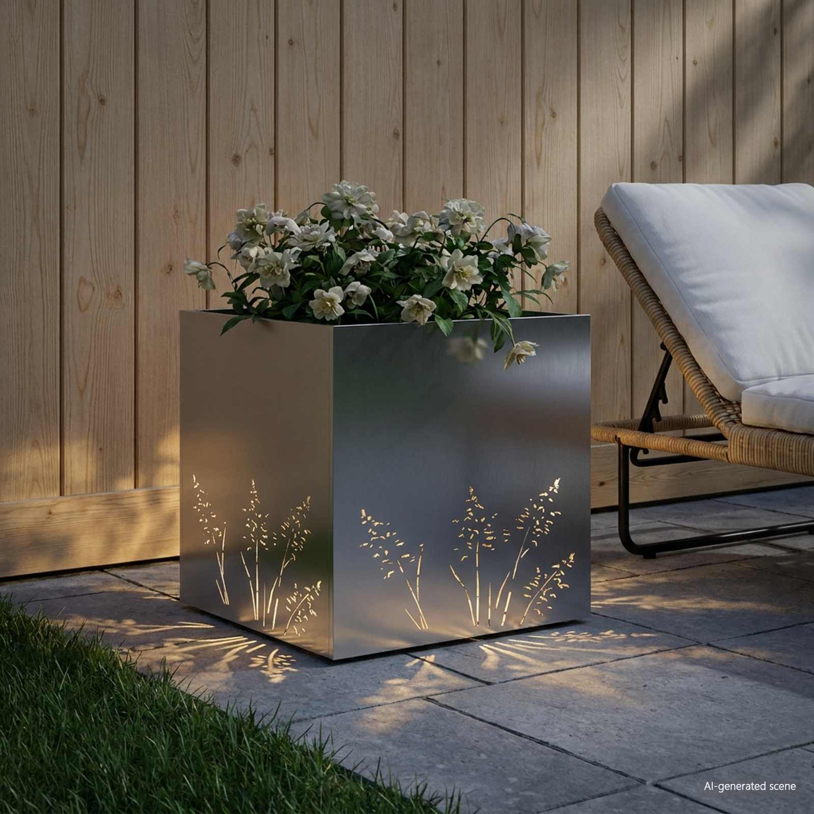 Γλάστρα Κήπου Ασημί 50 x 50 x 49 cm Ανοξείδωτο Ατσάλι - Pakobazaar