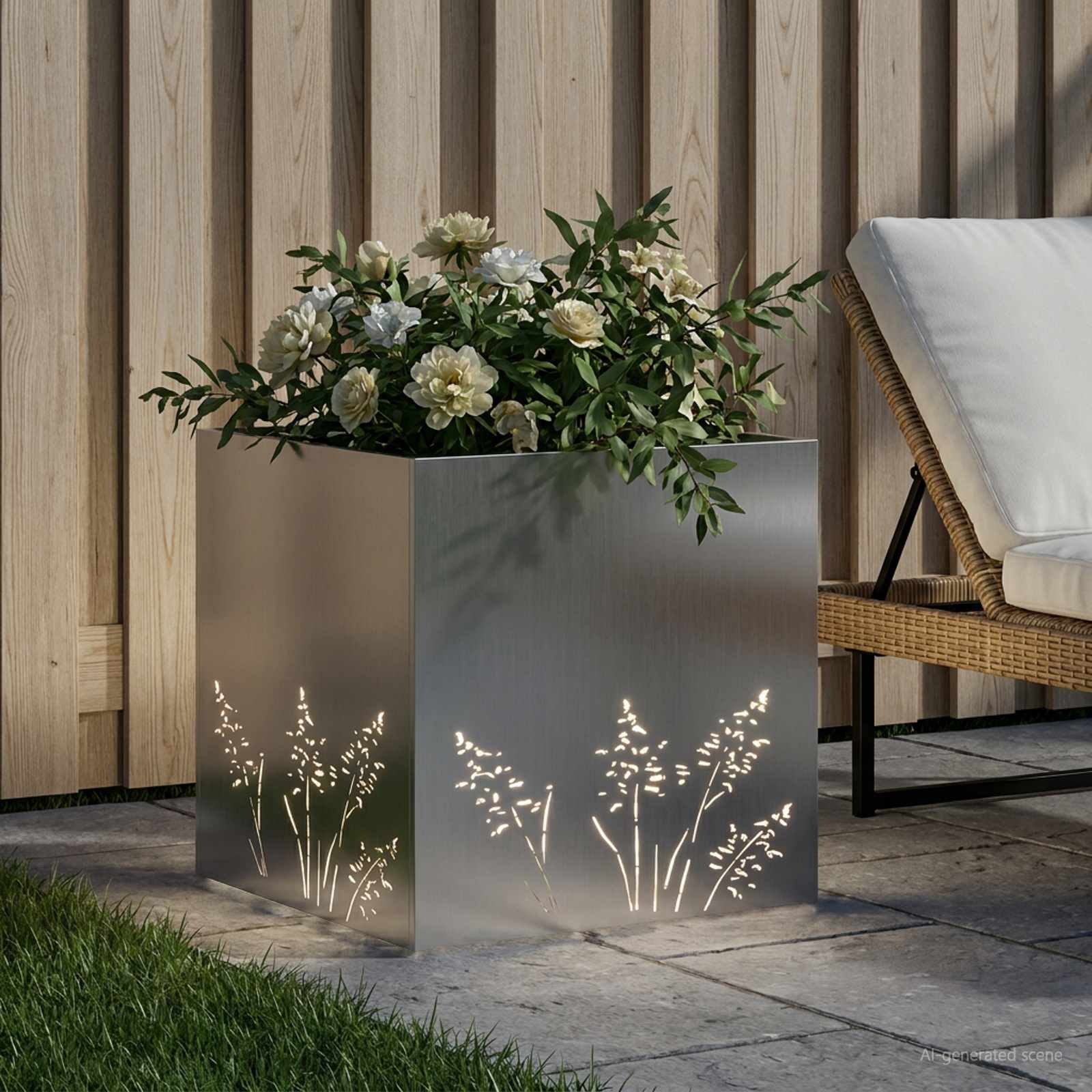 Γλάστρα Κήπου Ασημί 50 x 50 x 49 cm Γαλβανισμένος Χάλυβας