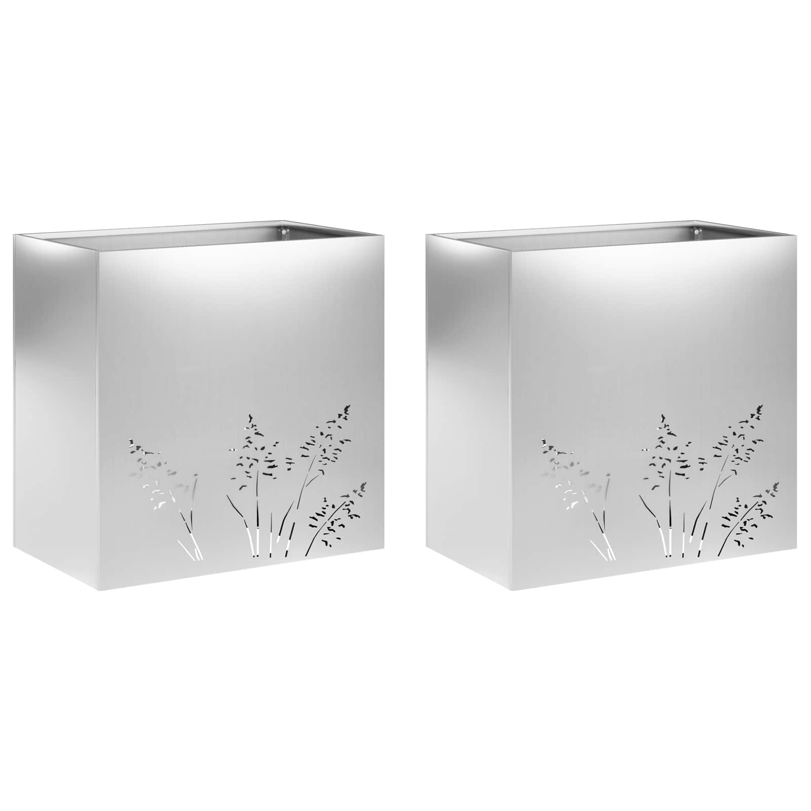Γλάστρα Κήπου 2 τμχ. Ασημί 50 x 30 x 49 εκ - Pakobazaar