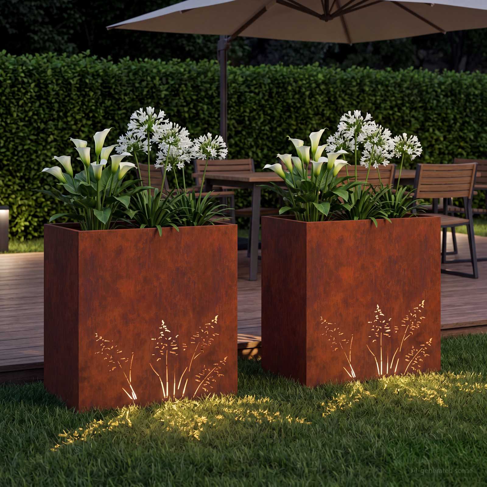 Γλάστρα Κήπου 2 τμχ. Σκ rusty 50 x 30 x 49 εκ - Pakobazaar