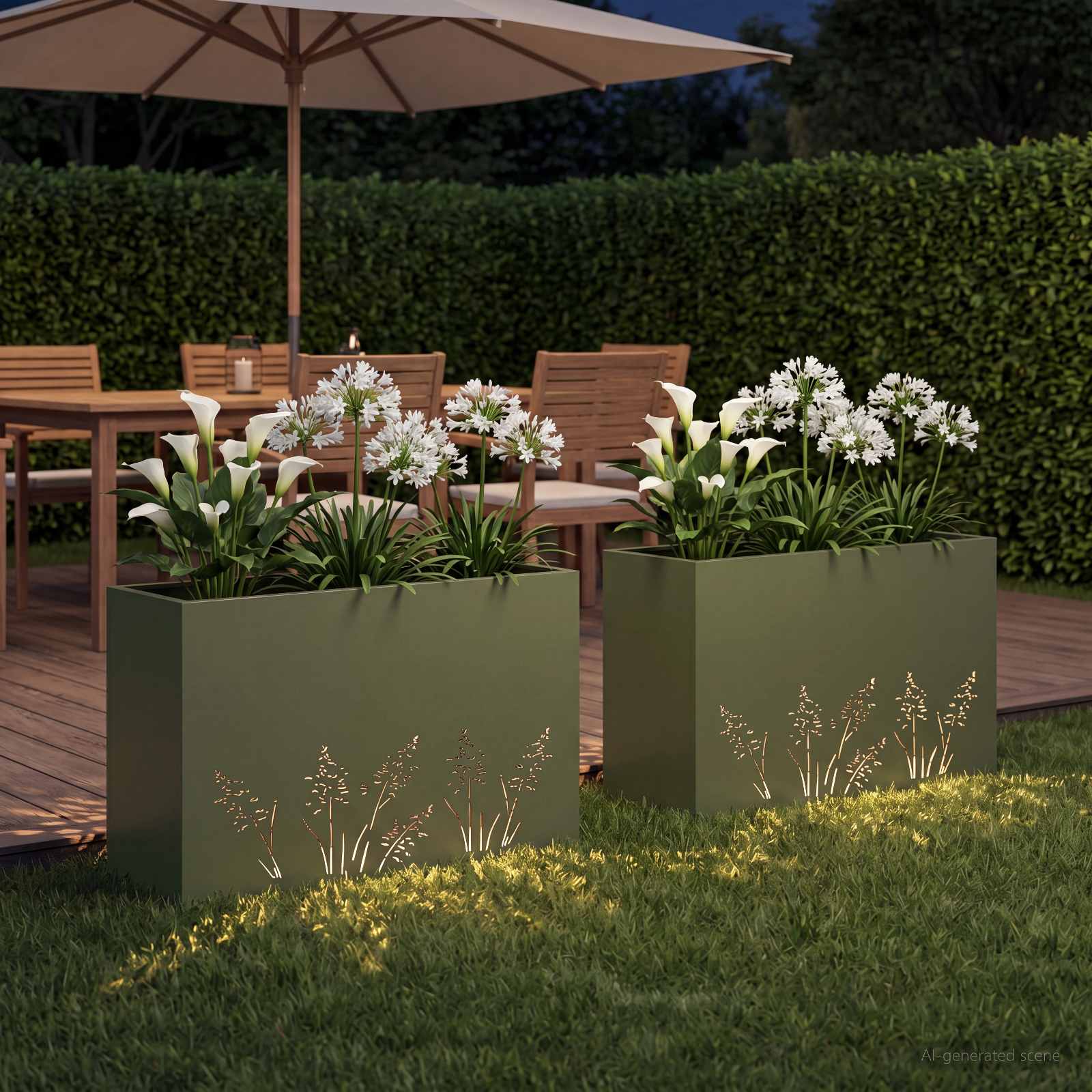 Γλάστρα Κήπου 2 τμχ. Λαδί 80 x 30 x 49 εκ Ψυχρής έλασης χάλυβας