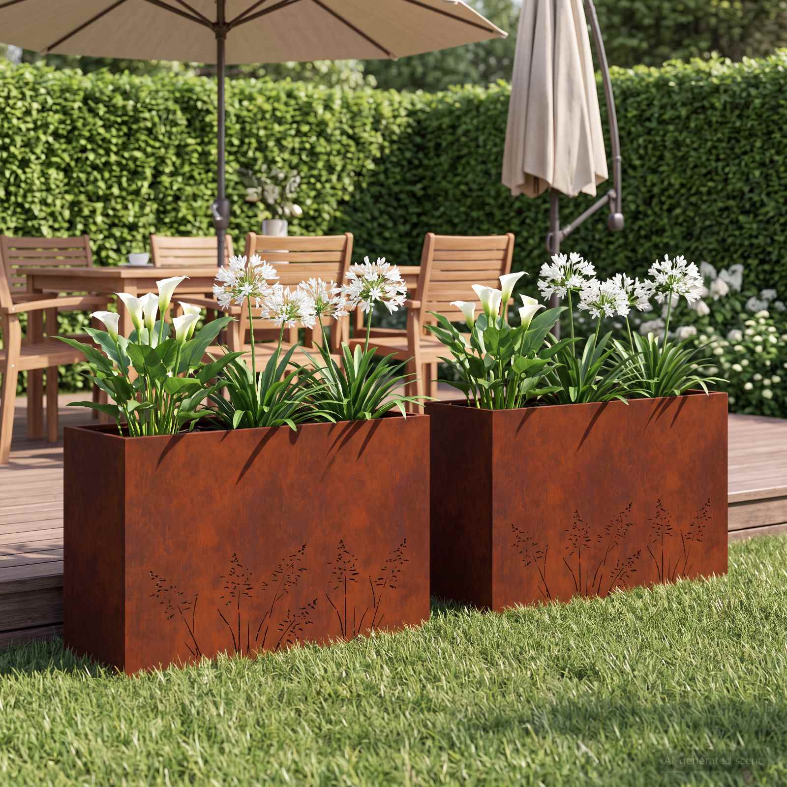 Γλάστρα Κήπου 2 τμχ. Σκ rusty 80 x 30 x 49 εκ - Pakobazaar