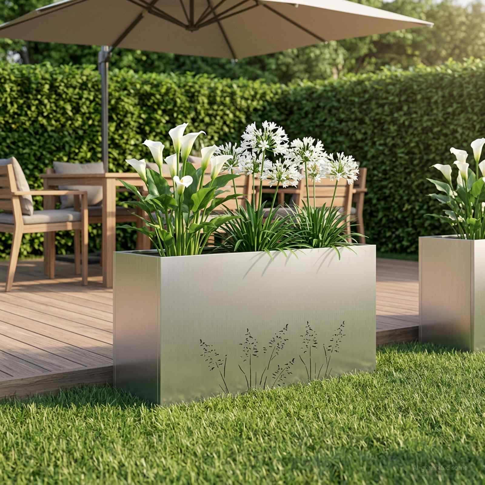 Γλάστρα Κήπου Ασημί 100 x 20 x 49 εκ Γαλβανισμένος Χάλυβας - Pakobazaar