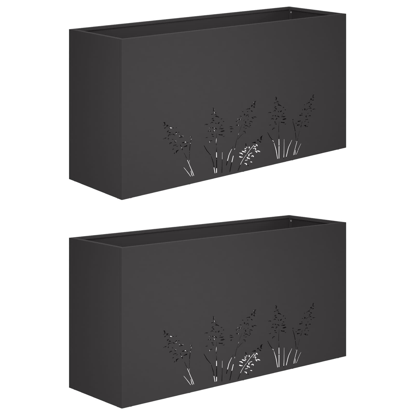 Γλάστρα Κήπου 2 τμχ. Μαύρο 100 x 30 x 49 εκ - Pakobazaar