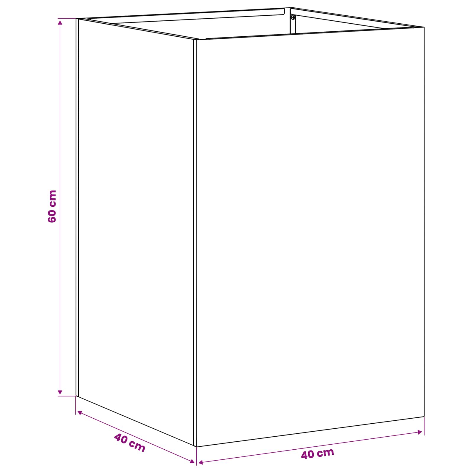Γλάστρα Κήπου Μαύρο 40 x 40 x 60 cm Ψυχρής έλασης χάλυβας