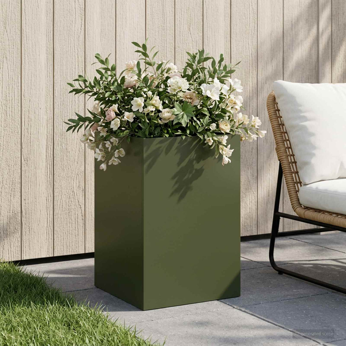 Γλάστρα Κήπου Λαδί 40 x 40 x 60 cm Ψυχρής έλασης χάλυβας