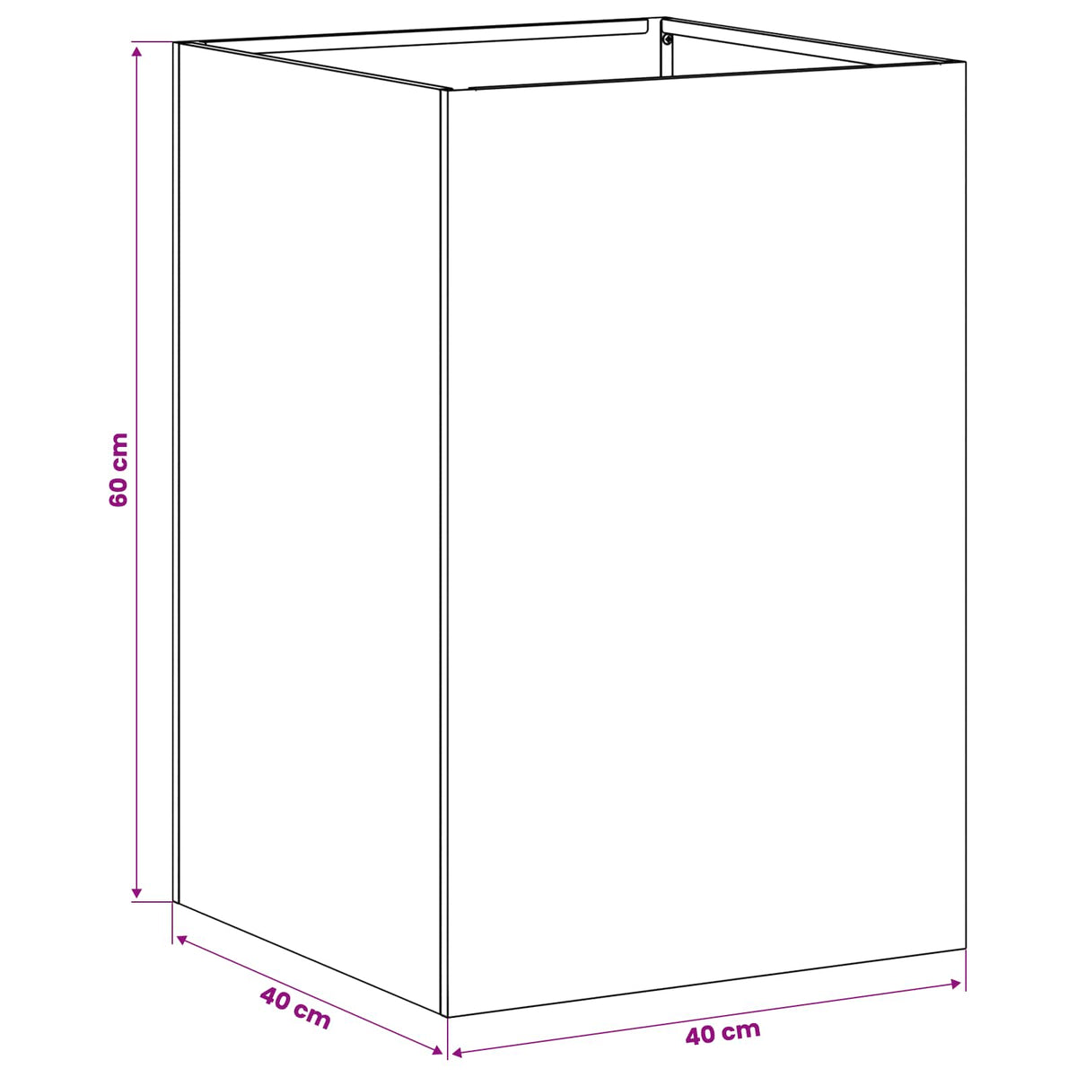 Γλάστρα Κήπου Λαδί 40 x 40 x 60 cm Ψυχρής έλασης χάλυβας