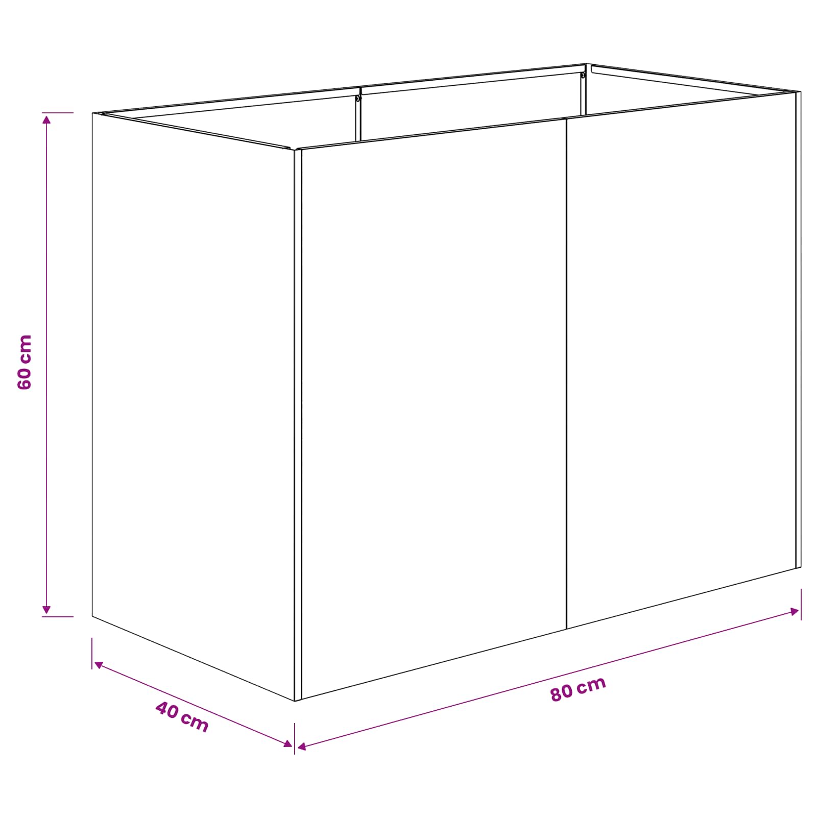 Γλάστρα Κήπου Ασημί 80 x 40 x 60 cm Ανοξείδωτο Ατσάλι - Pakobazaar