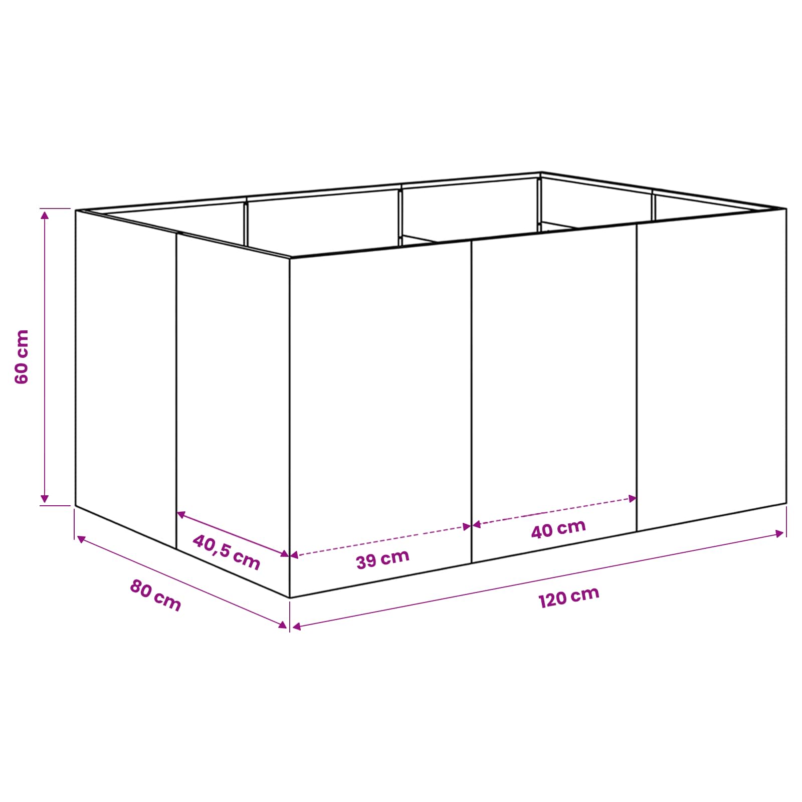 Γλάστρα Κήπου Ασημί 120 x 80 x 60 εκ Γαλβανισμένος Χάλυβας - Pakobazaar