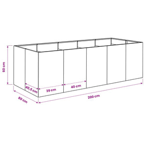 Γλάστρα Κήπου Ανθρακί 200 x 80 x 60 εκ Ψυχρής έλασης χάλυβας