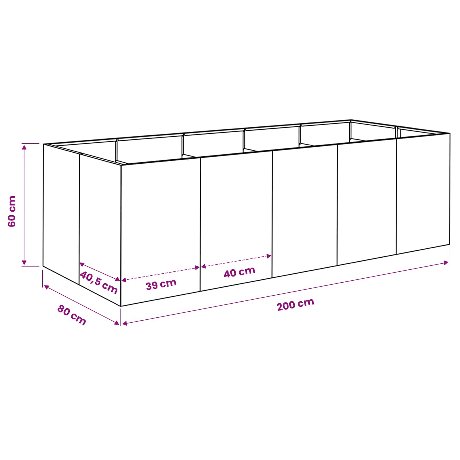 Γλάστρα Κήπου Λαδί 200 x 80 x 60 εκ Ψυχρής έλασης χάλυβας