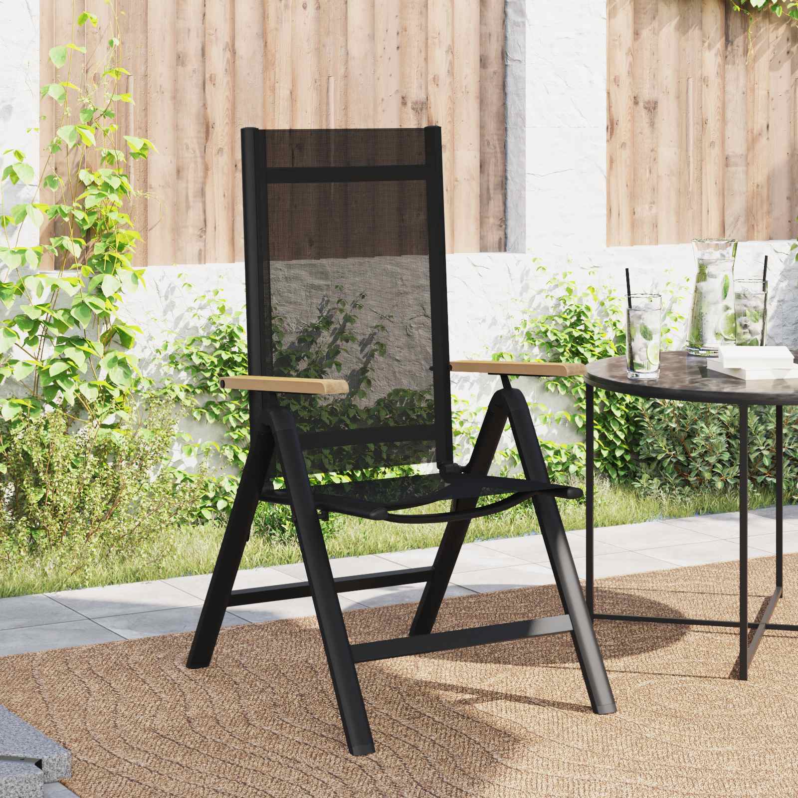 Ανακλινόμενες καρέκλες κήπου 2 pcs Μαύρο 58 x 73 x 111,5 εκ. - Pakobazaar