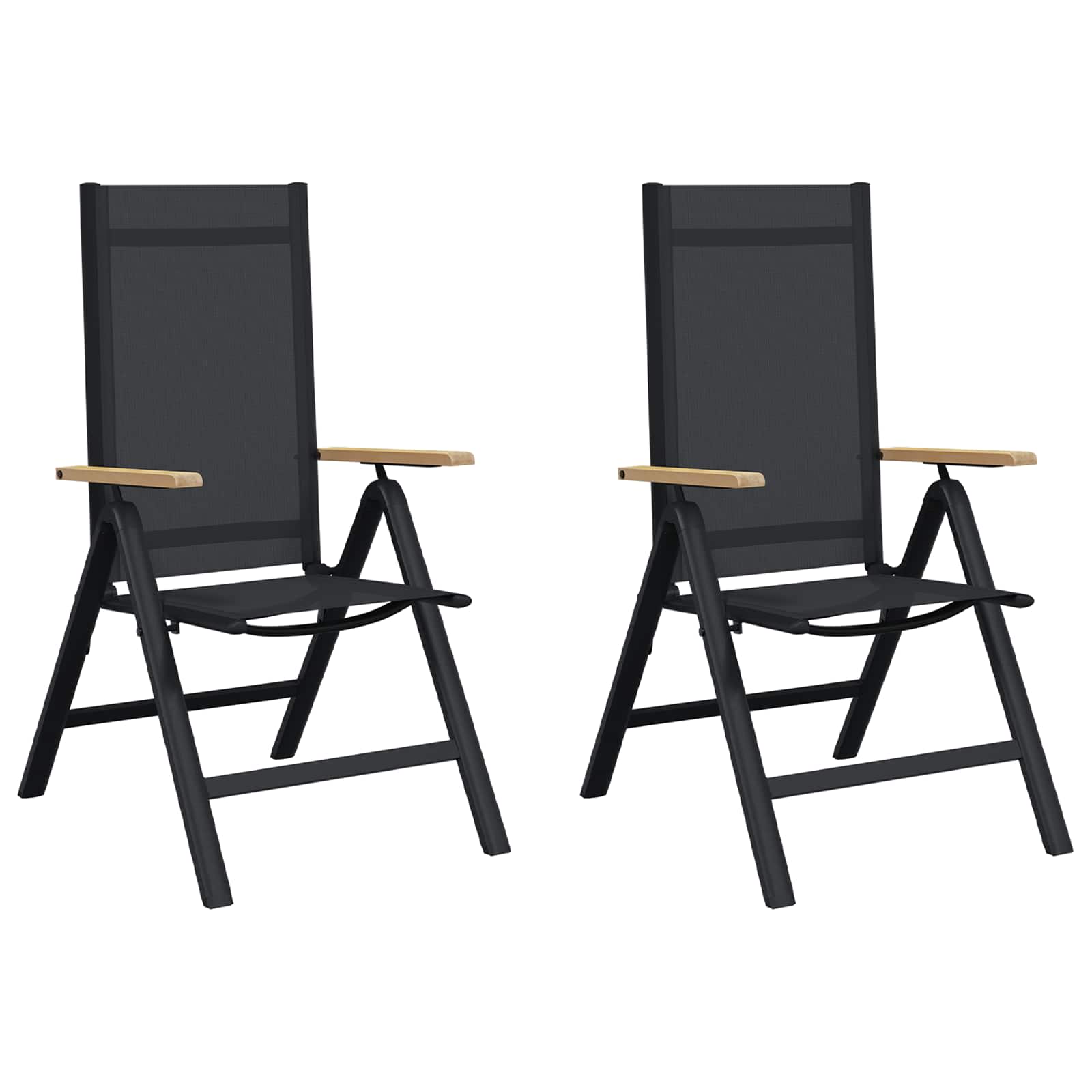 Ανακλινόμενες καρέκλες κήπου 2 pcs Μαύρο 58 x 73 x 111,5 εκ. - Pakobazaar