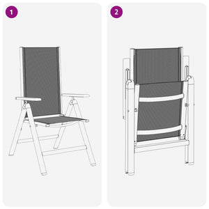 Ανακλινόμενες καρέκλες κήπου 2 pcs Μαύρο 58 x 73 x 111,5 εκ. - Pakobazaar
