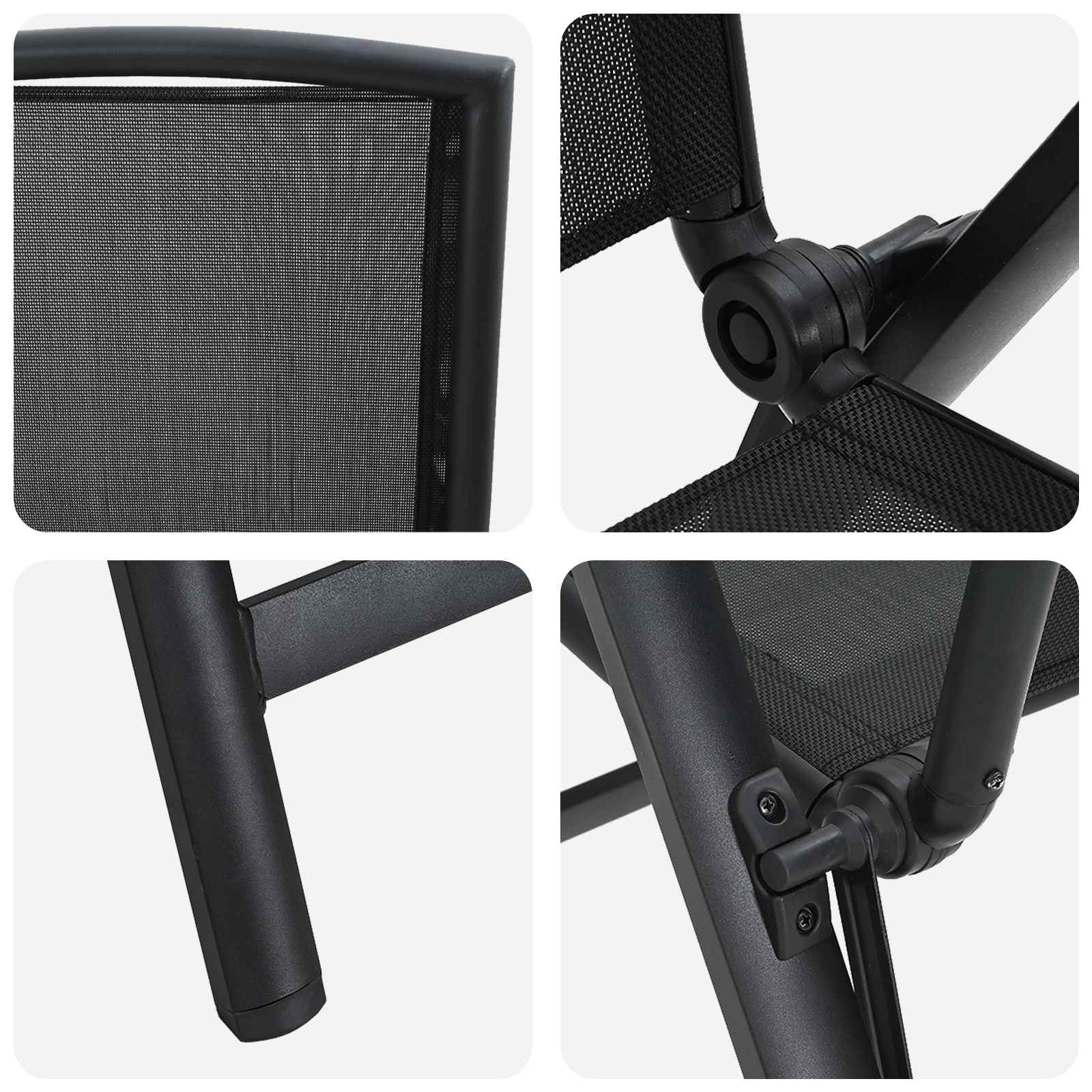 Ανακλινόμενες καρέκλες κήπου 2 pcs Μαύρο 58 x 71 x 112 εκ. - Pakobazaar