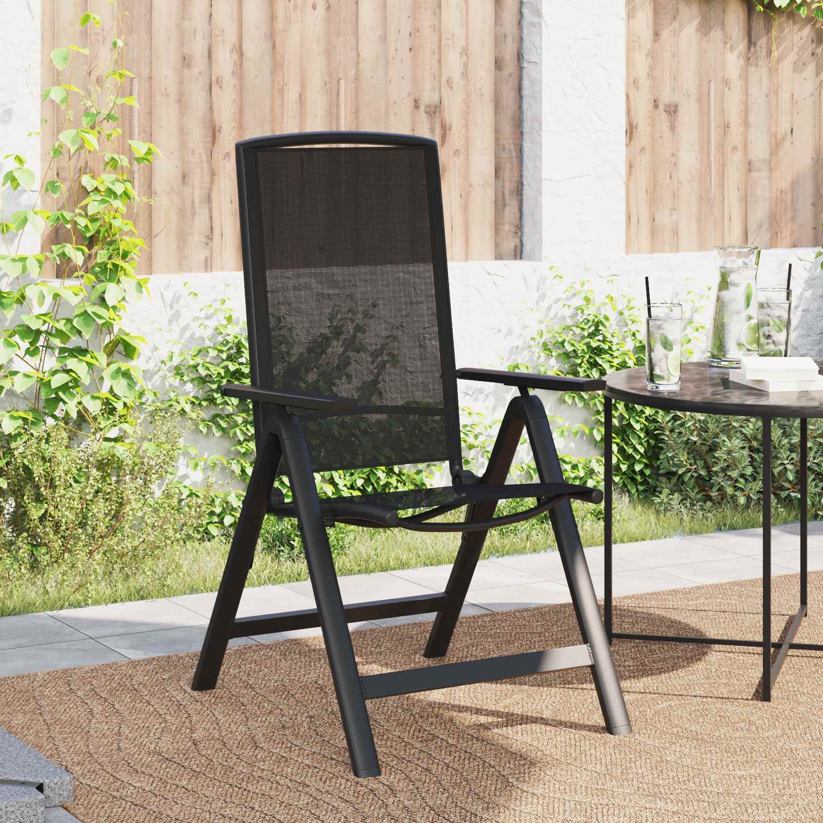 Ανακλινόμενες καρέκλες κήπου 2 pcs Μαύρο 58 x 71 x 112 εκ. - Pakobazaar