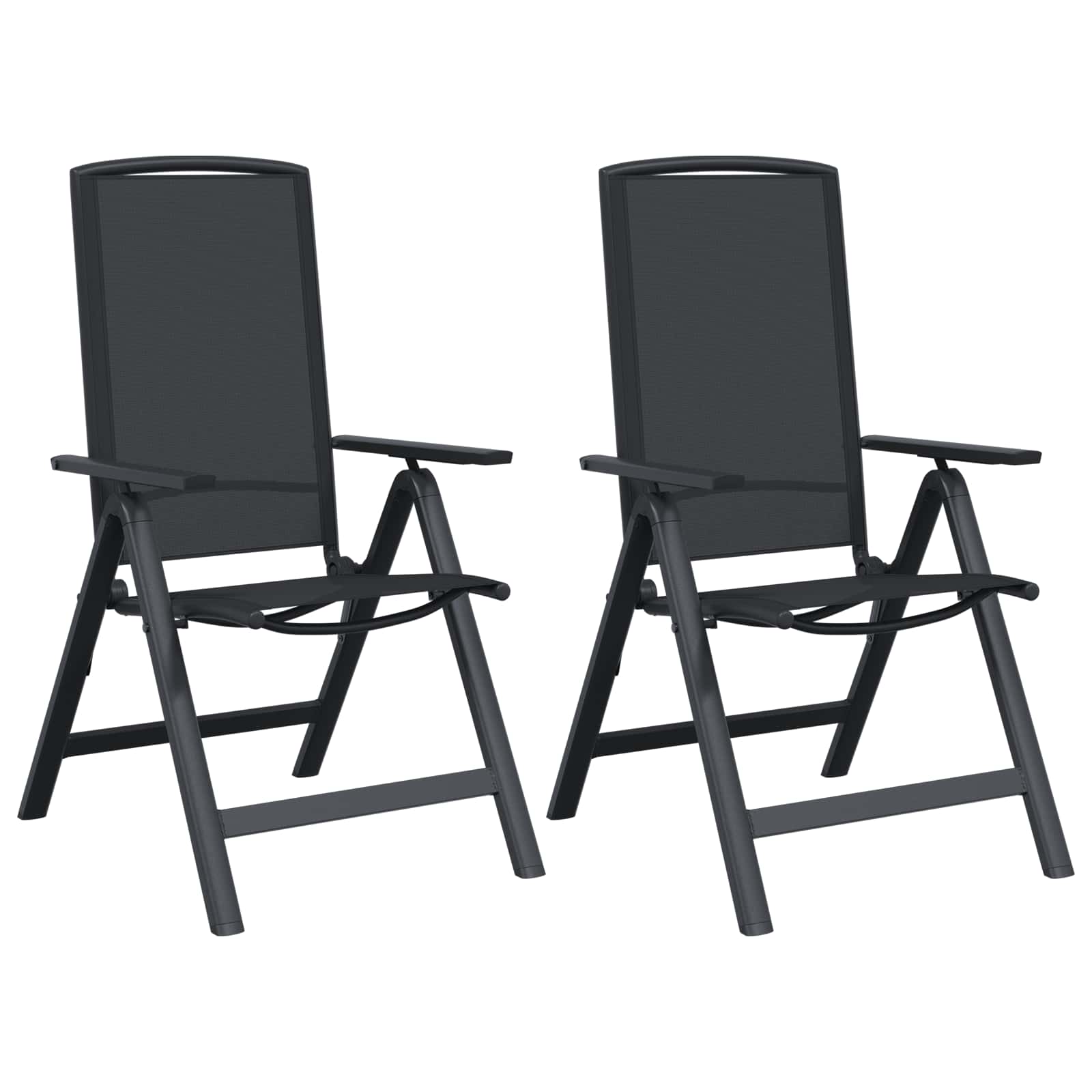 Ανακλινόμενες καρέκλες κήπου 2 pcs Μαύρο 58 x 71 x 112 εκ. - Pakobazaar