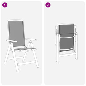 Ανακλινόμενες καρέκλες κήπου 2 pcs Μαύρο 58 x 71 x 112 εκ. - Pakobazaar
