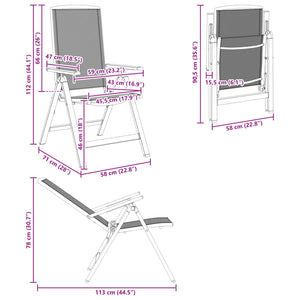 Ανακλινόμενες καρέκλες κήπου 2 pcs Μαύρο 58 x 71 x 112 εκ. - Pakobazaar