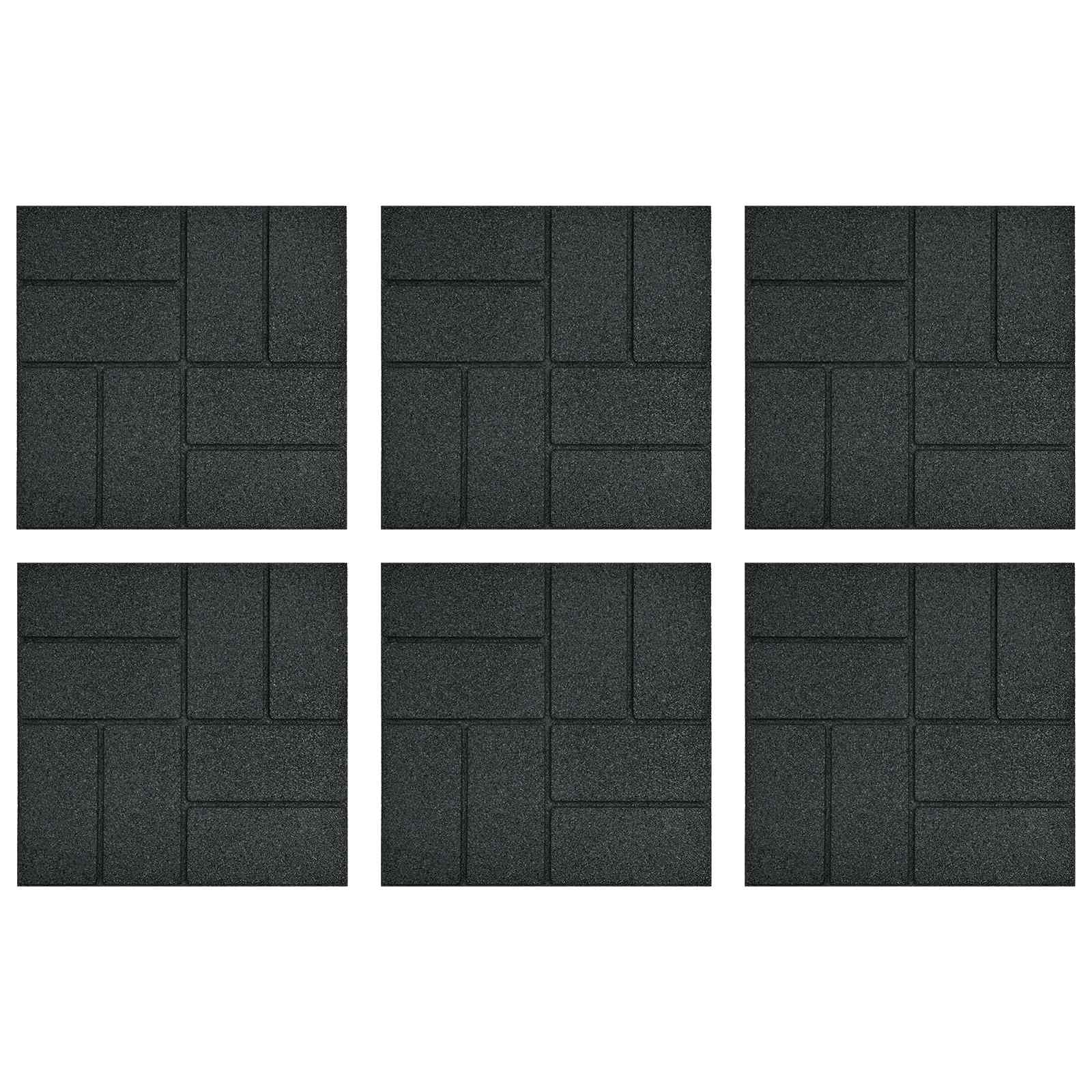 Πέτρα βήματος 6 pcs Μαύρο 40,5 x 40,5 x 2 εκ. Λάστιχο - Pakobazaar