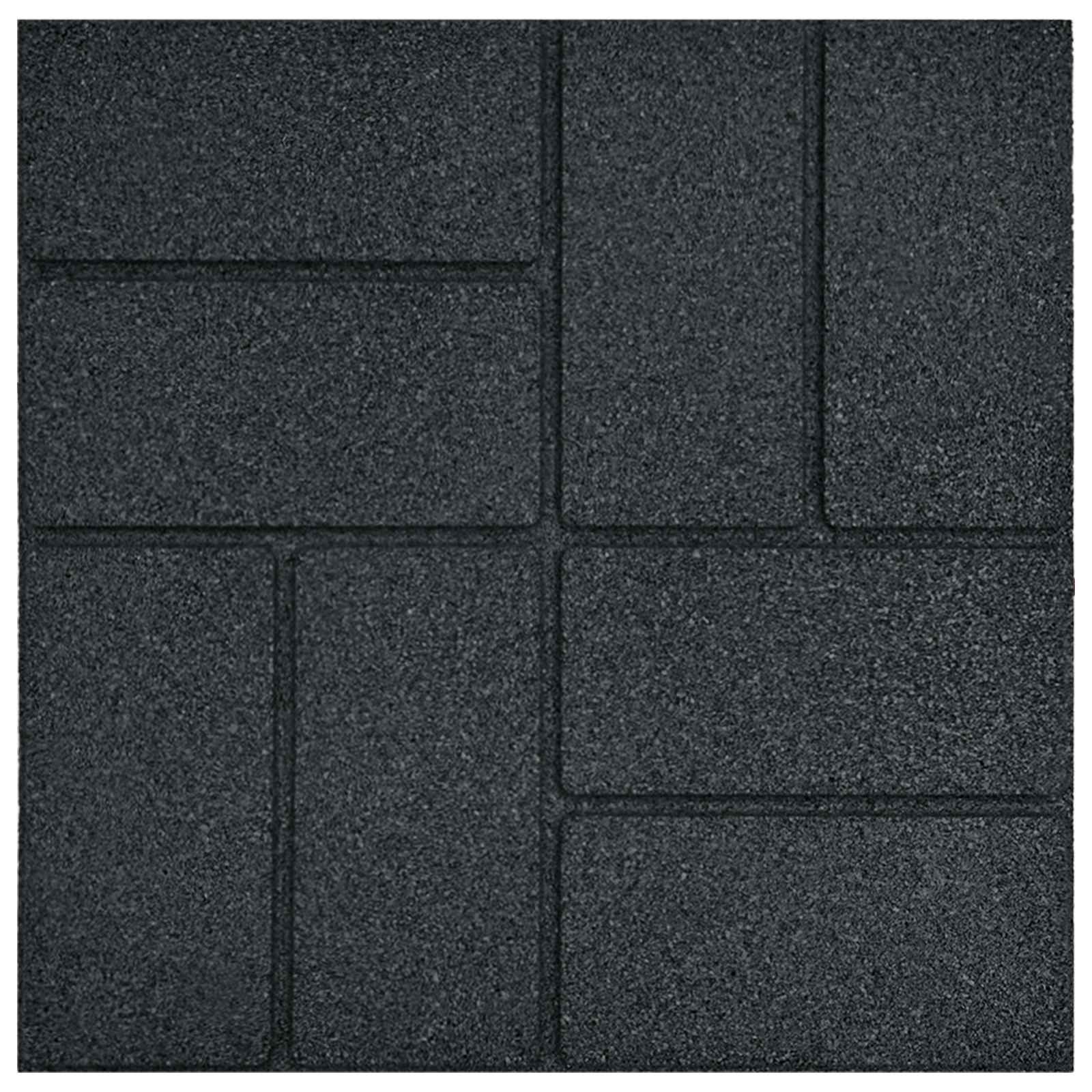 Πέτρα βήματος 6 pcs Μαύρο 40,5 x 40,5 x 2 εκ. Λάστιχο - Pakobazaar