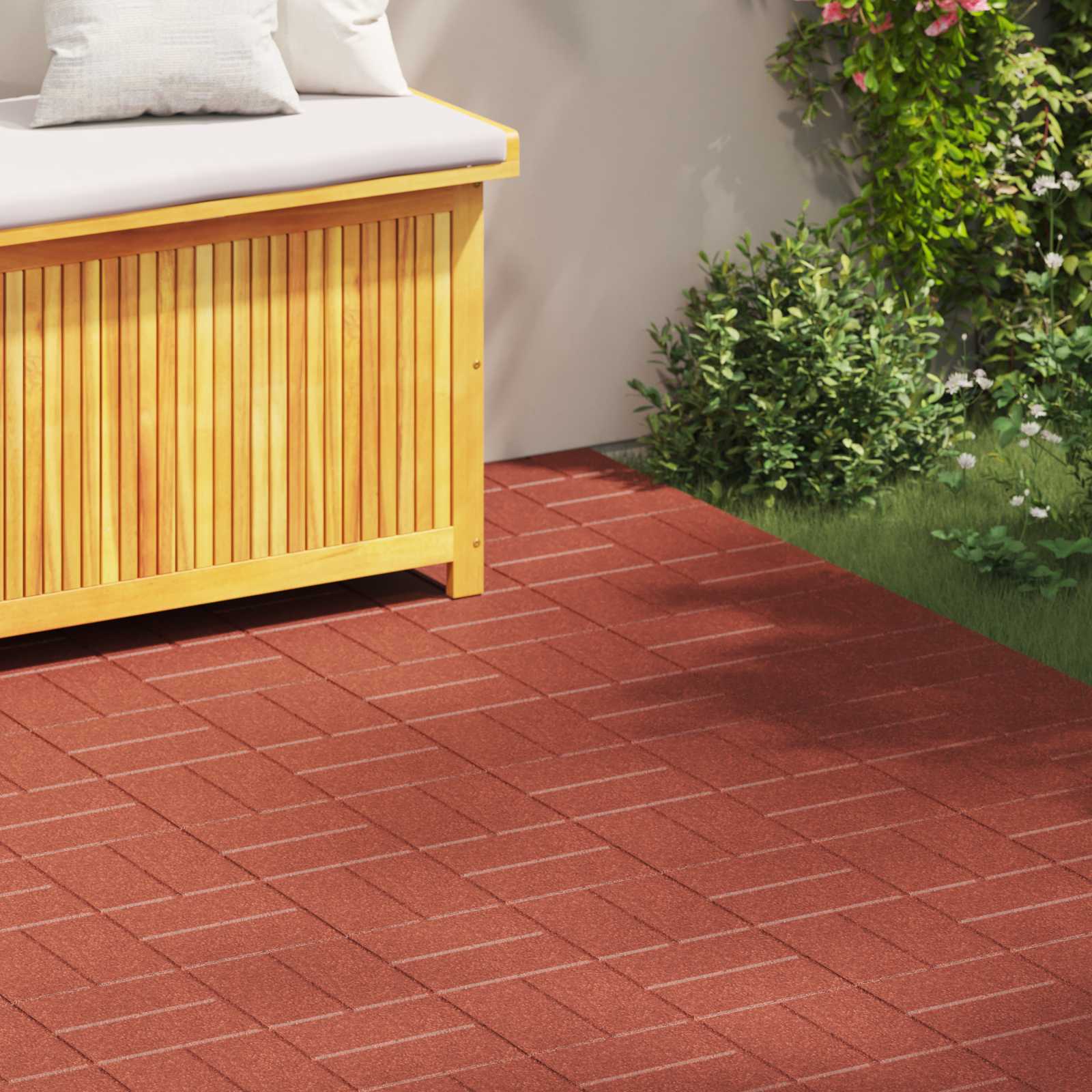 Πέτρα βήματος 6 pcs Κόκκινο 40,5 x 40,5 x 2 εκ. Λάστιχο - Pakobazaar