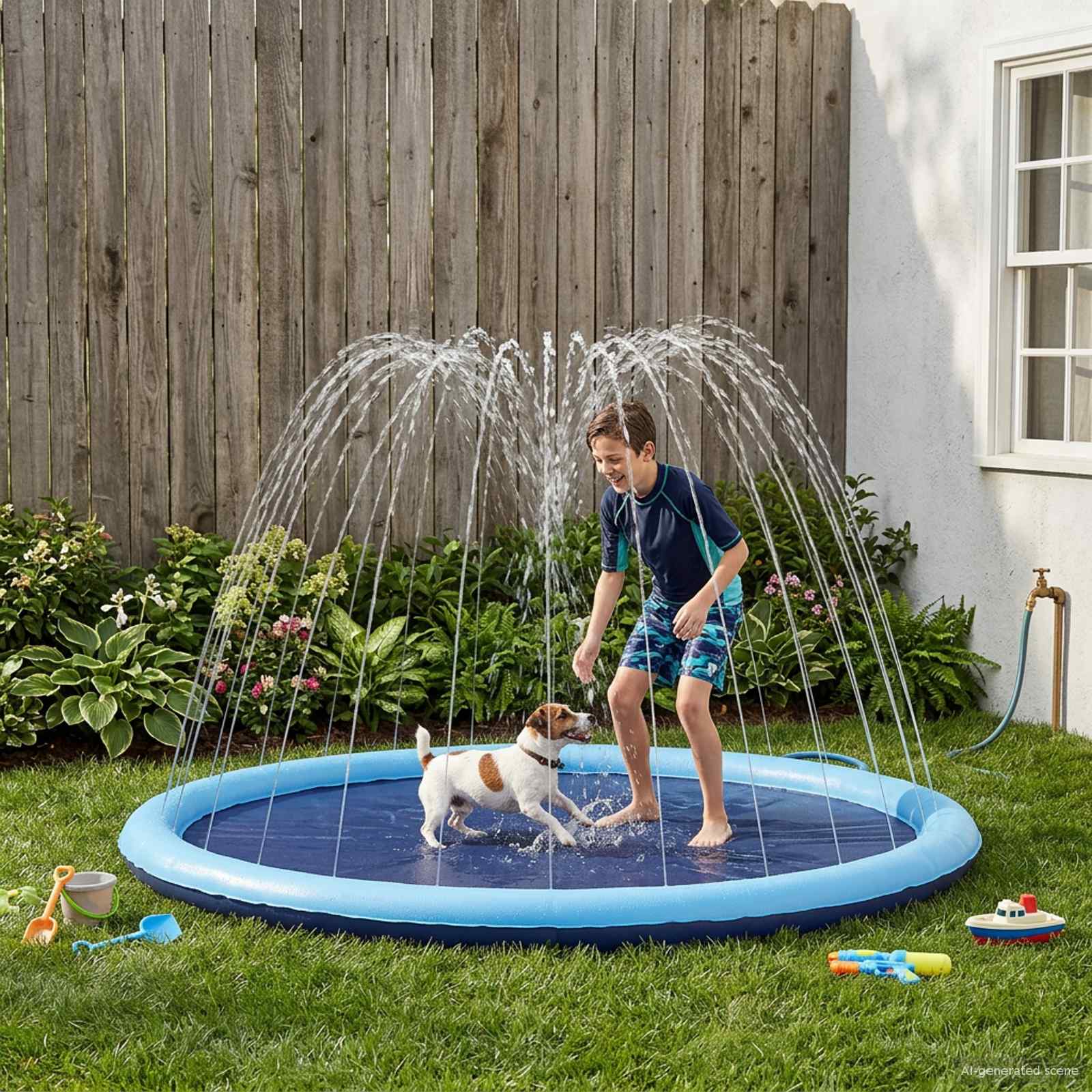 Πάτωμα Splash για Παιδιά και Σκύλους Μπλε Ø150 x 10 εκ PVC - Pakobazaar