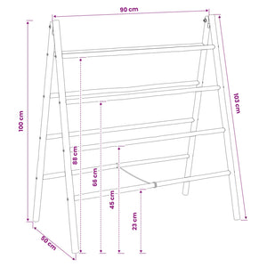 Διπλής όψης σκάλα για κουβέρτες Μαύρο 90 x 50 x 100 cm Μπαμπού