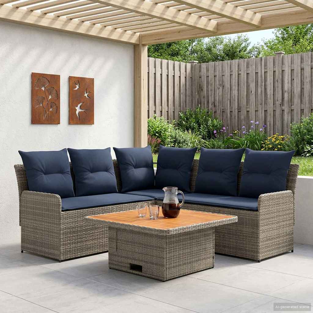 Σύνολα επίπλων με μαξιλάρι 4 pcs Γκρι και Navy Blue Ράτα PE - Pakobazaar