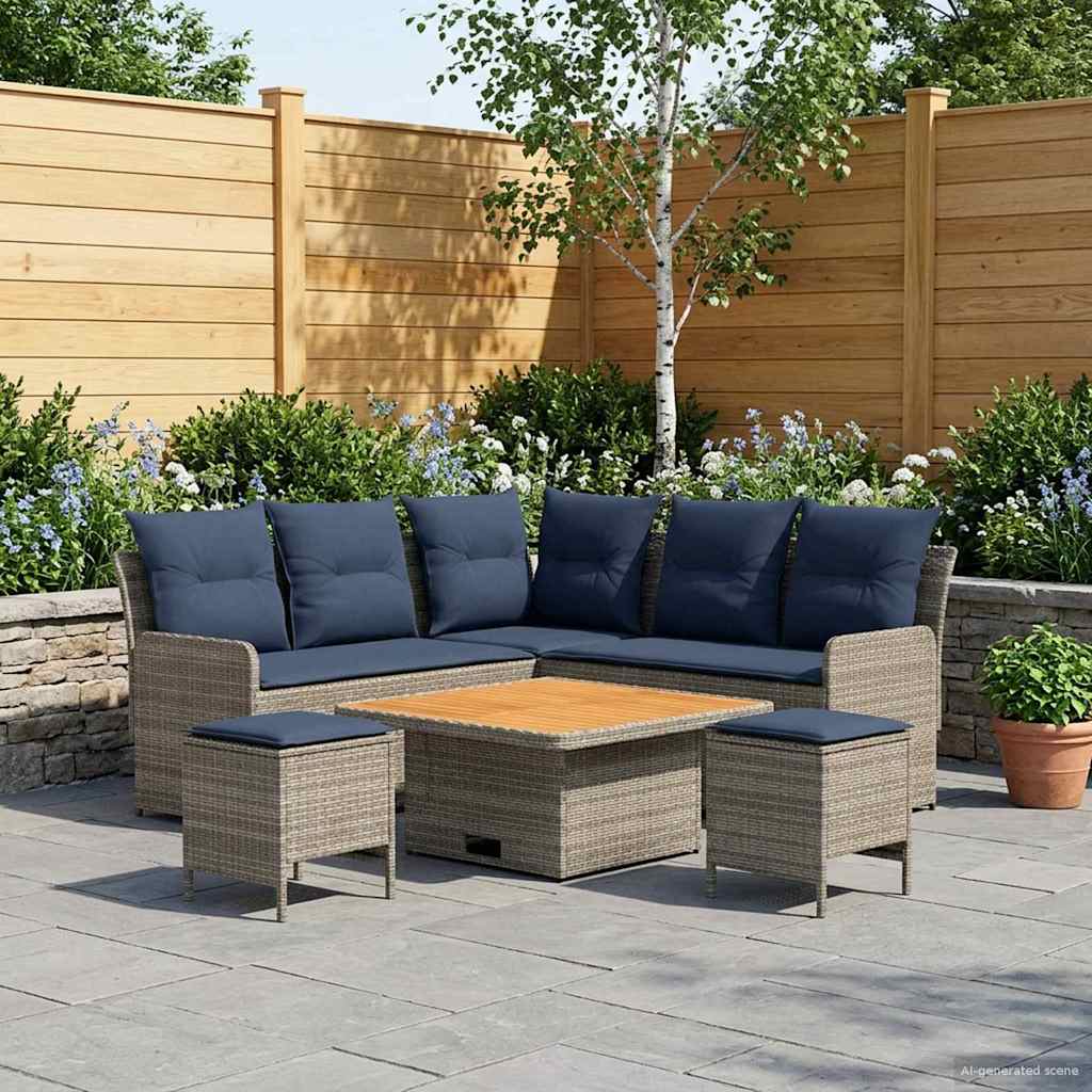 Σύνολα επίπλων με μαξιλάρι 6 pcs Γκρι και Navy Blue Ράτα PE - Pakobazaar