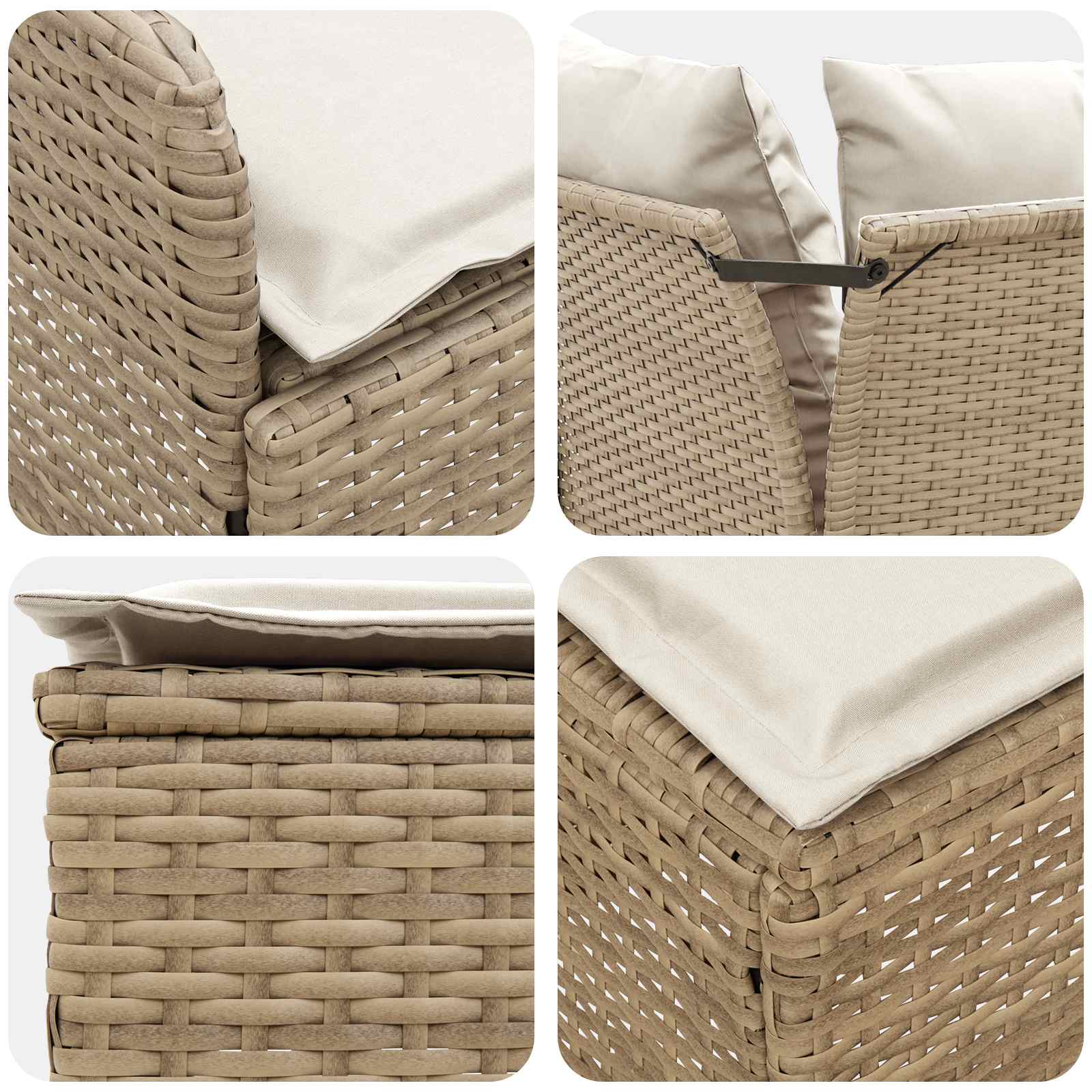 Σύνολα επίπλων με μαξιλάρι 7 pcs Μπεζ και Κρέμα Ράτα PE - Pakobazaar