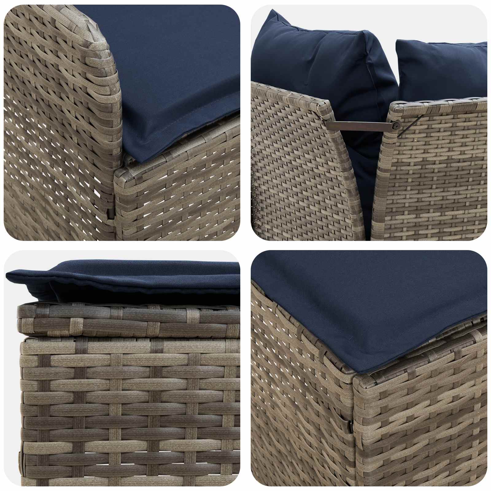 Σύνολα επίπλων με μαξιλάρι 7 pcs Γκρι και Navy Blue Ράτα PE - Pakobazaar
