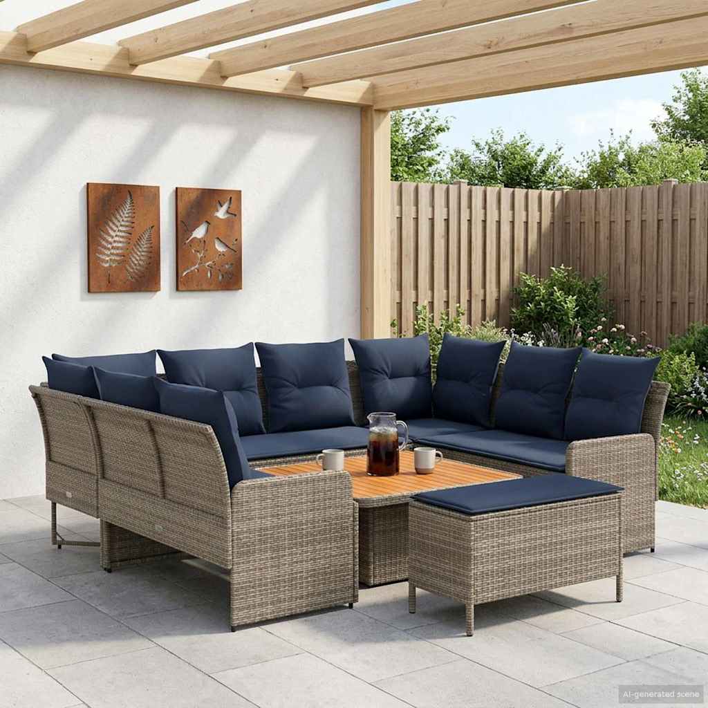 Σύνολα επίπλων με μαξιλάρι 7 pcs Γκρι και Navy Blue Ράτα PE - Pakobazaar