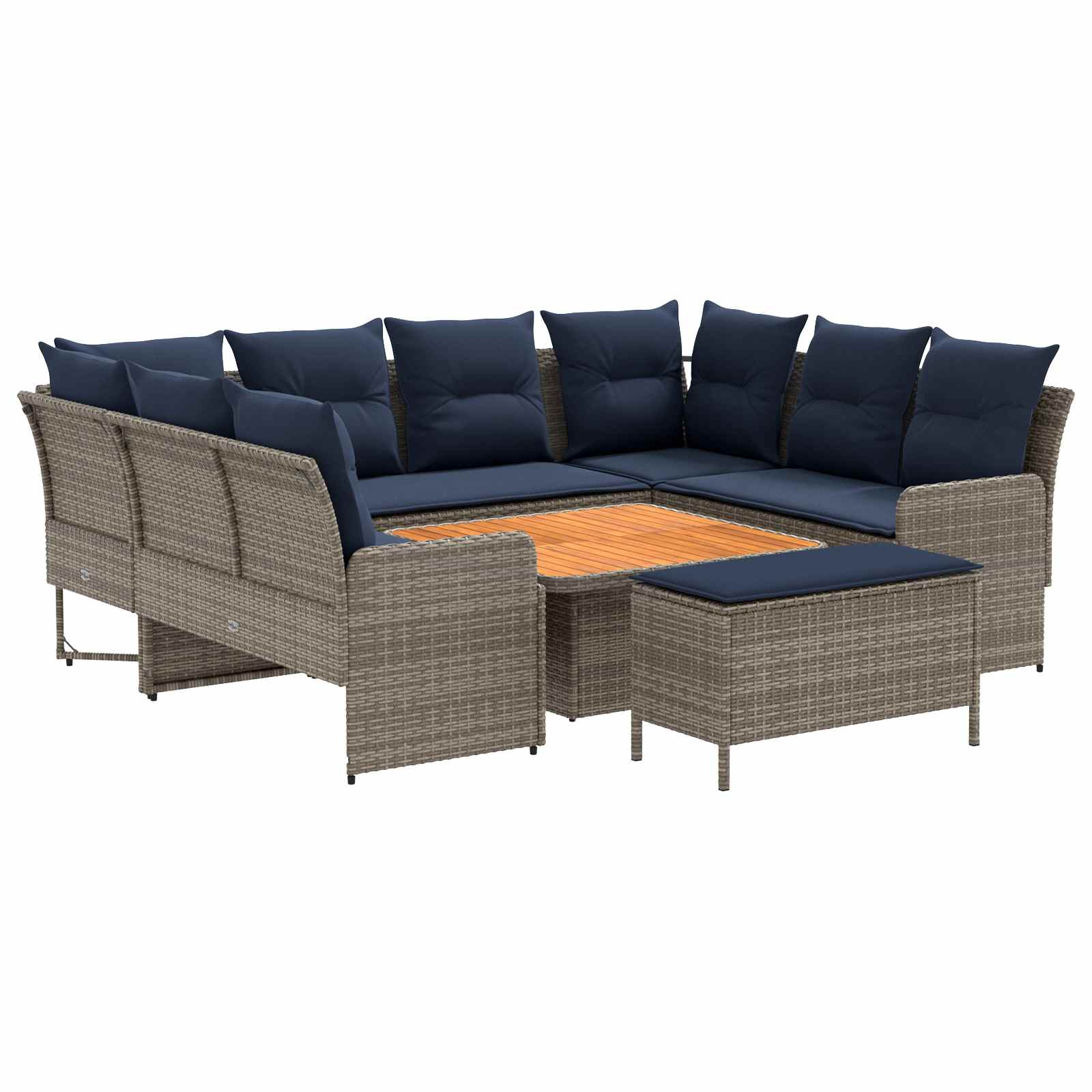 Σύνολα επίπλων με μαξιλάρι 7 pcs Γκρι και Navy Blue Ράτα PE - Pakobazaar