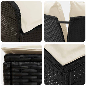 Σύνολα επίπλων με μαξιλάρι 8 pcs Μαύρο και Κρέμα Ράτα PE - Pakobazaar
